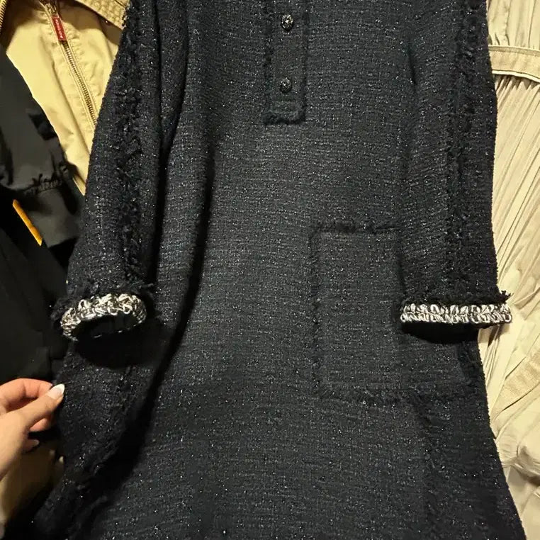 [BUNJANG] Hansem Tweed Dress Navy Size S / 한섬 트위드 원피스 S 네이비 일자