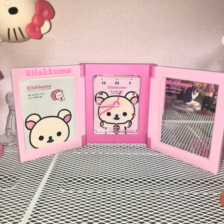 [SOLD OUT] 코리락쿠마 핑크 3단 거울 탁상 시계