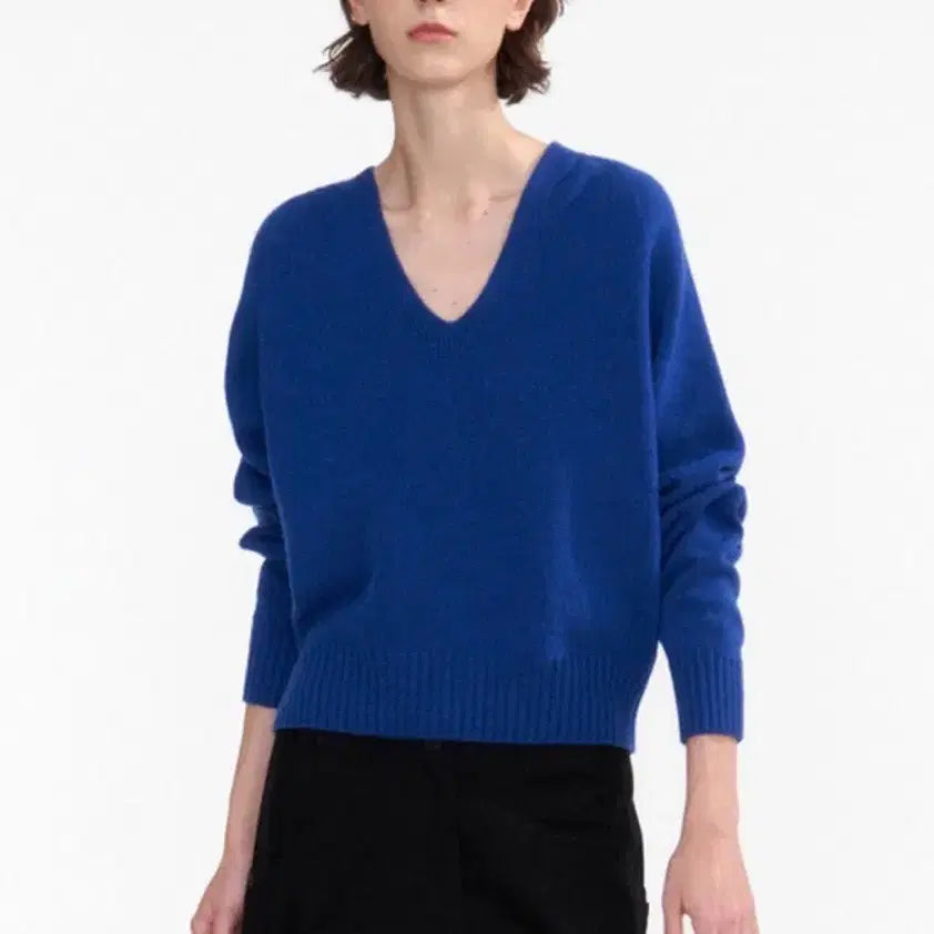 [BUNJANG] Nothing Written Erin V-neck Knit Royal Blue / 낫띵리튼 에린브이넥니트 로얄블루