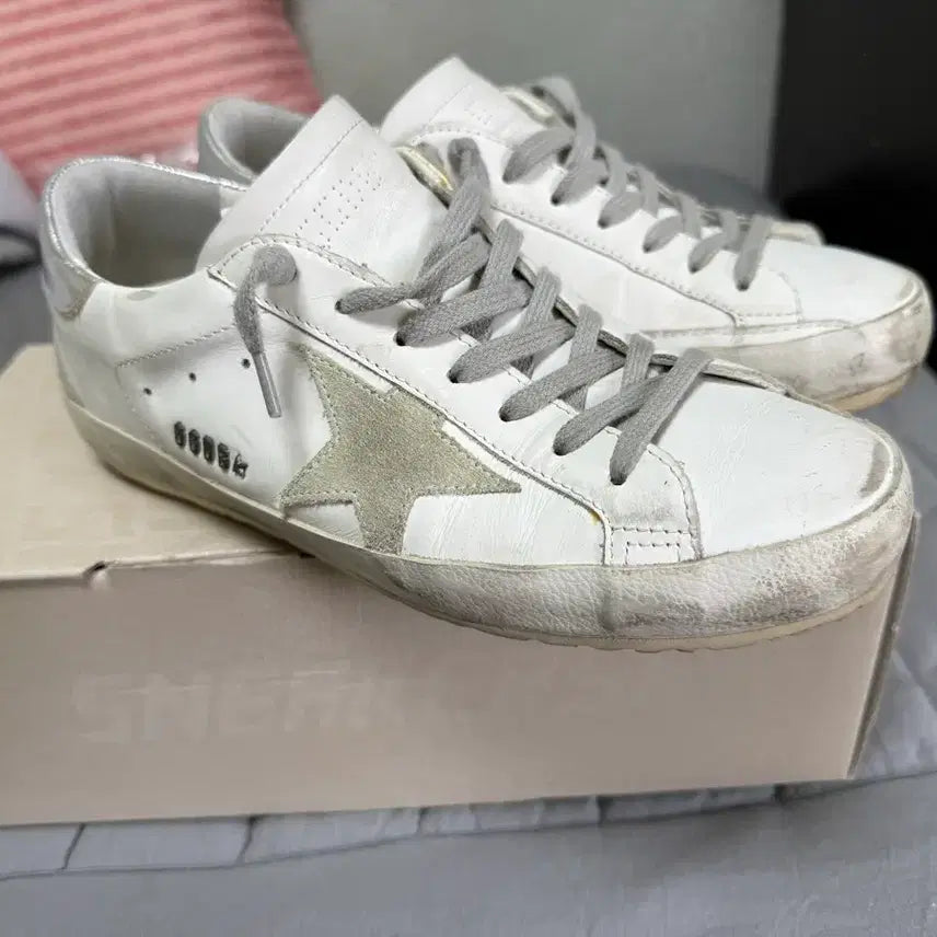 [BUNJANG] Golden Goose Superstar White Silver Tab Sneakers - Size 40 / 골든구스 슈퍼스타 화이트 실버탭 40 밑창보강 완료