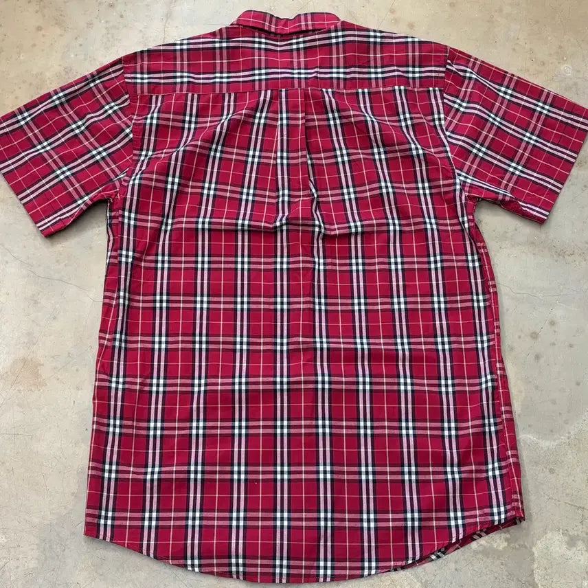 [BUNJANG] Burberry Red Check Short Sleeve Shirt M / 버버리 Red 체크 반팔 셔츠 M