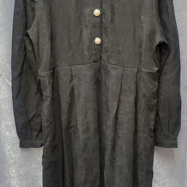 [BUNJANG] Pearl Button Black Long Dress / 진주 버튼 블랙 롱 원피스