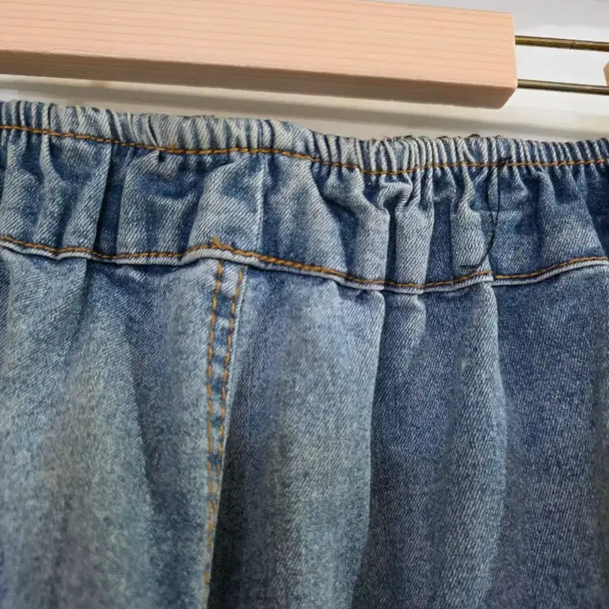 [BUNJANG] Wide Elastic Denim Pants / 봄 여름  디자인이쁜  와이드 스판  밴딩 청베기통바지  88까지
