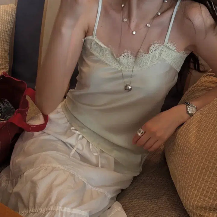 [BUNJANG] Ribbon Light Tuzu Mint Sleeveless Top / 리본빛 Tuzu sleeveless Mint
