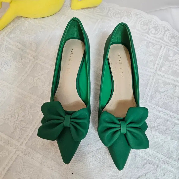 [BUNJANG] FVE.MIN &amp; SVS Green Ribbon Heels / FVE.MIN &amp; SVS 그린 리본 힐