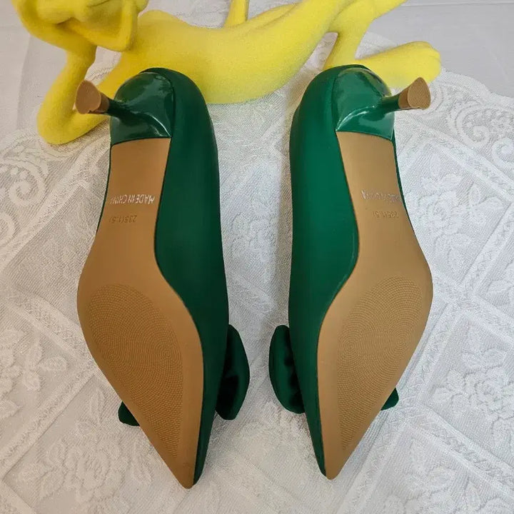 [BUNJANG] FVE.MIN &amp; SVS Green Ribbon Heels / FVE.MIN &amp; SVS 그린 리본 힐