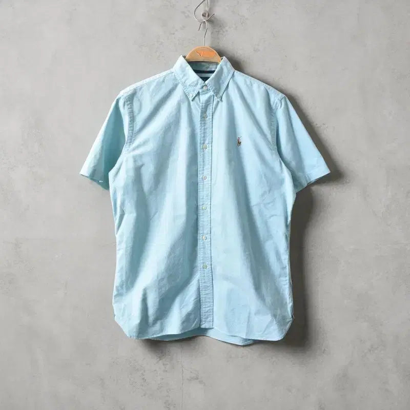 [BUNJANG] Polo Ralph Lauren Classic Fit Sky Blue Multi-Color Pony Embroidered Short Sleeve Shirt L / 폴로 랄프로렌 셔츠 M0365