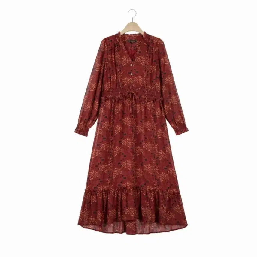 [BUNJANG] Thursday Island Flower Pattern Chiffon Long Dress / 써스데이아일랜드 플라워 패턴 쉬폰 롱 원피스