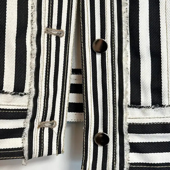 [BUNJANG] JetCollage Stripe Denim Jacket Outerwear / 새상품) 젯콜리코 스트라이프 외투 데님 자켓 점퍼 데님자켓 아우터