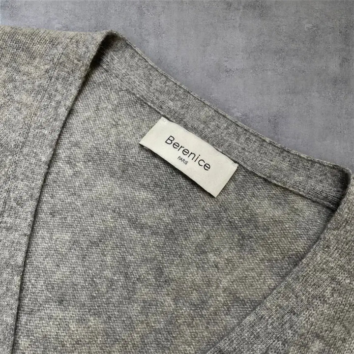 [BUNJANG] Berenice Gray Star Cashmere V-Neck Cardigan / 베르니스 Berenice 그레이 스타 캐시미어 브이넥 가디건 85
