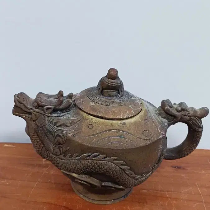 [BUNJANG] Antique Bronze Dragon Motif Teapot / 골동품 청동 용 문양 주전자