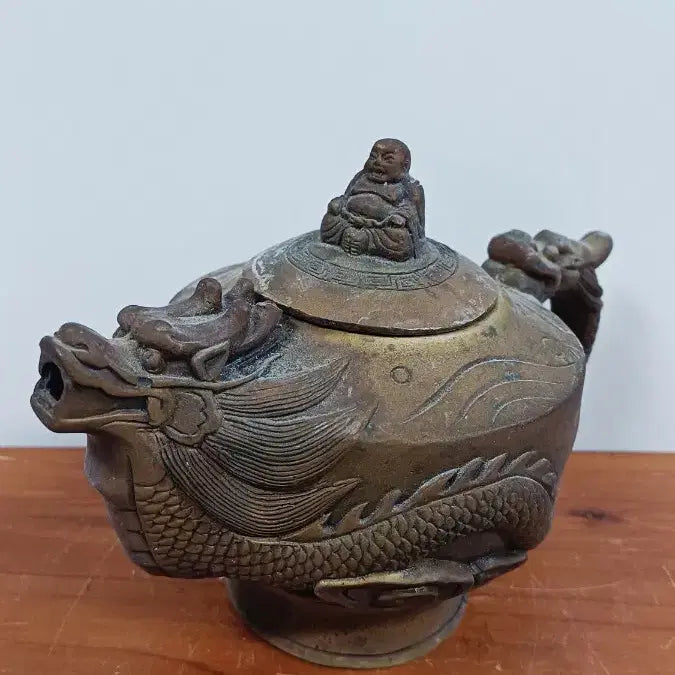 [BUNJANG] Antique Bronze Dragon Motif Teapot / 골동품 청동 용 문양 주전자