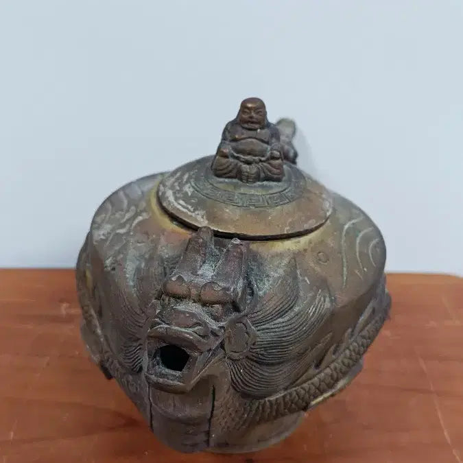 [BUNJANG] Antique Bronze Dragon Motif Teapot / 골동품 청동 용 문양 주전자