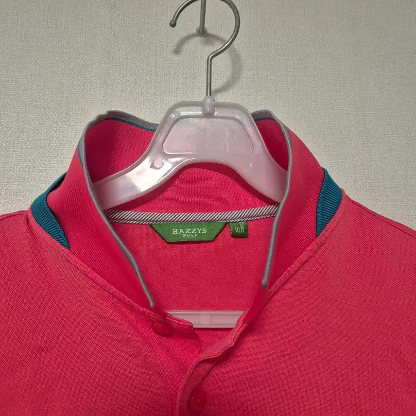 [BUNJANG] Hazzys Pink Short Sleeve Polo Shirt / 헤지스 핑크색 반팔 카라 티셔츠