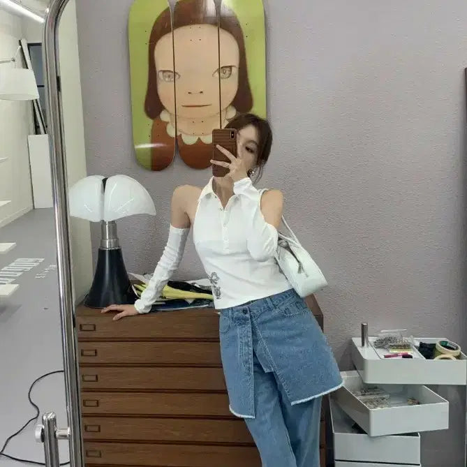 [BUNJANG] Sukkuki Linda Denim Skirt Pants / 서쿠키 린다 데님 스커트팬츠