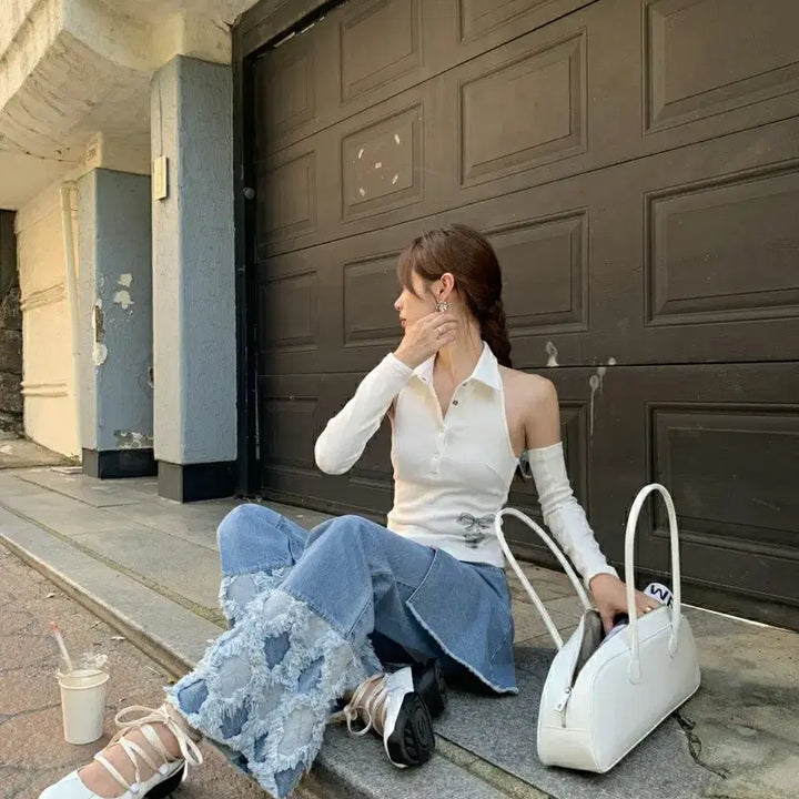 [BUNJANG] Sukkuki Linda Denim Skirt Pants / 서쿠키 린다 데님 스커트팬츠