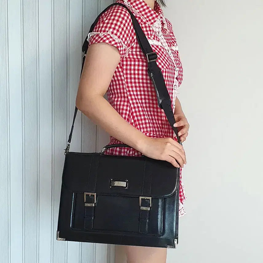 [BUNJANG] Met Cty Edge Briefcase Leather Black Unisex / 메트로시티 엣지 남녀 서류가방 중고 가방 은피아노