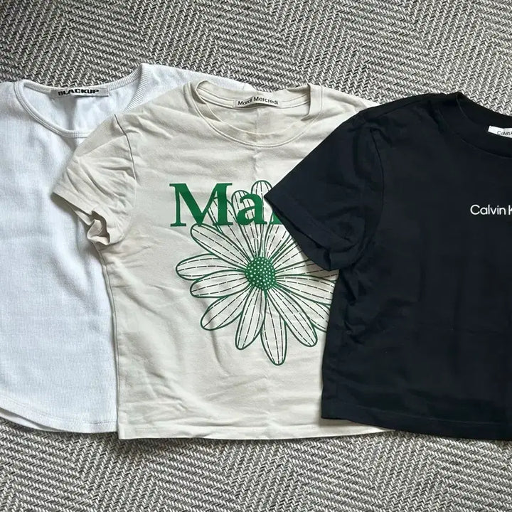 [BUNJANG] Assorted Crop Short Sleeve T-shirts (Blackup, Mardi, Calvin Klein) / 크롭 반팔 3종 (마르디, 캘빈클라인, 블랙업)