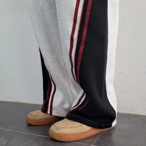 [BUNJANG] Iro Liberty Color Block Sweatband Wide Pants / 남자 배색 스웨트 밴딩 와이드 팬츠 2컬러