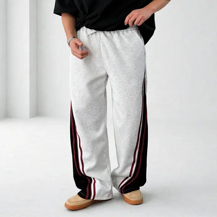 [BUNJANG] Iro Liberty Color Block Sweatband Wide Pants / 남자 배색 스웨트 밴딩 와이드 팬츠 2컬러