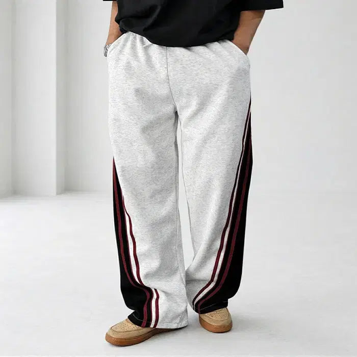 [BUNJANG] Iro Liberty Color Block Sweatband Wide Pants / 남자 배색 스웨트 밴딩 와이드 팬츠 2컬러