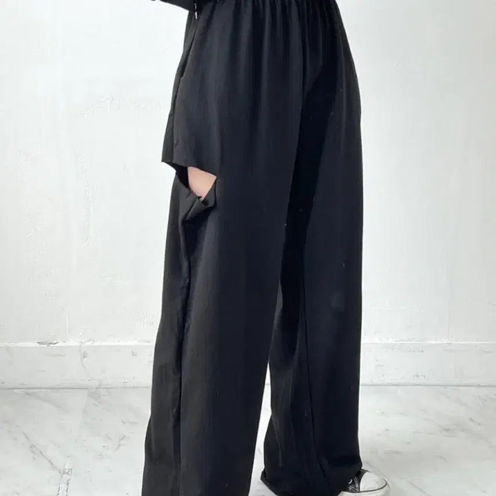 [BUNJANG] Wide Waistband Training Pants / 새상품 옆 컷팅 허리밴딩 와이드 트레이닝 팬츠 빅사이즈 가능 55-88