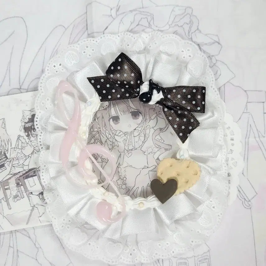 [BUNJANG] T-Time Pink Note Lace Toploader Photocard Holder / 티타임 분홍음표 레이스탑꾸 포카홀더 데코덴탑꾸