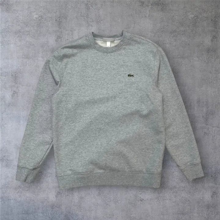 [BUNJANG] Lacoste Light Grey Crewneck Cotton Sweatshirt / 라코스테 Lacoste 라이트그레이 크루넥 코튼 맨투맨 4 (100)