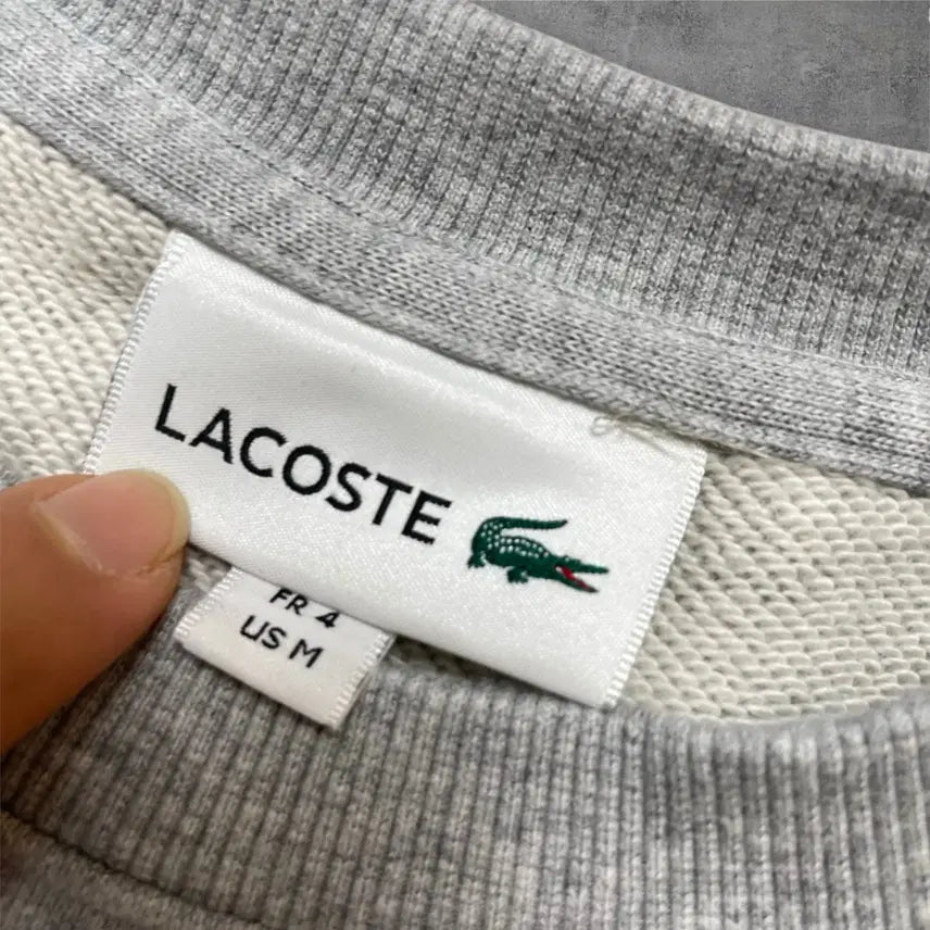 [BUNJANG] Lacoste Light Grey Crewneck Cotton Sweatshirt / 라코스테 Lacoste 라이트그레이 크루넥 코튼 맨투맨 4 (100)