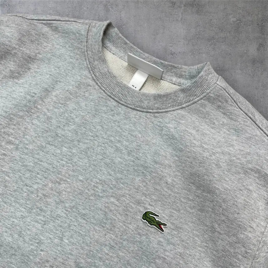 [BUNJANG] Lacoste Light Grey Crewneck Cotton Sweatshirt / 라코스테 Lacoste 라이트그레이 크루넥 코튼 맨투맨 4 (100)