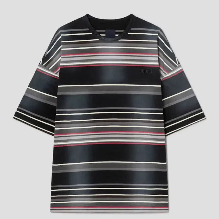 [BUNJANG] Juun.J Vintage Multi Stripe Short Sleeve T-shirt - Ash / 준지 빈티지 멀티 스트라이프 숏슬리브 - 애쉬