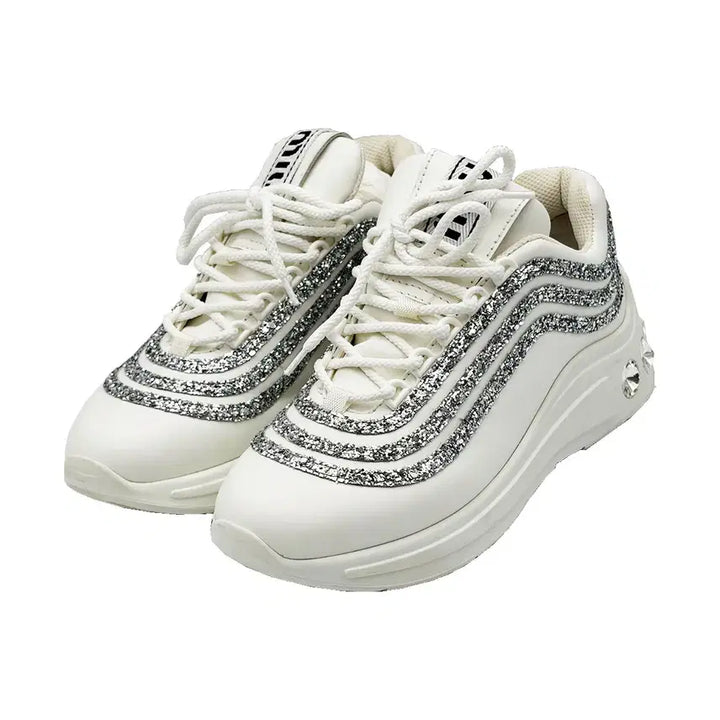 [BUNJANG] Miu Miu 5E841C White Leather Crystal Women&