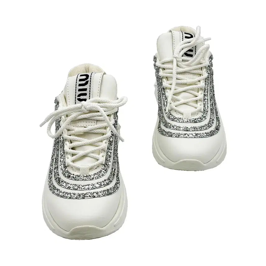 [BUNJANG] Miu Miu 5E841C White Leather Crystal Women&