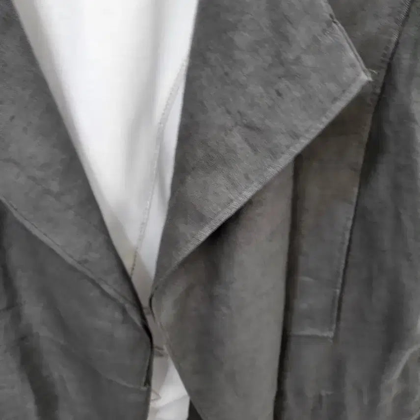 [BUNJANG] Gray Linen Short-Sleeve Long Vest / 회색 린넨 반팔 롱 조끼