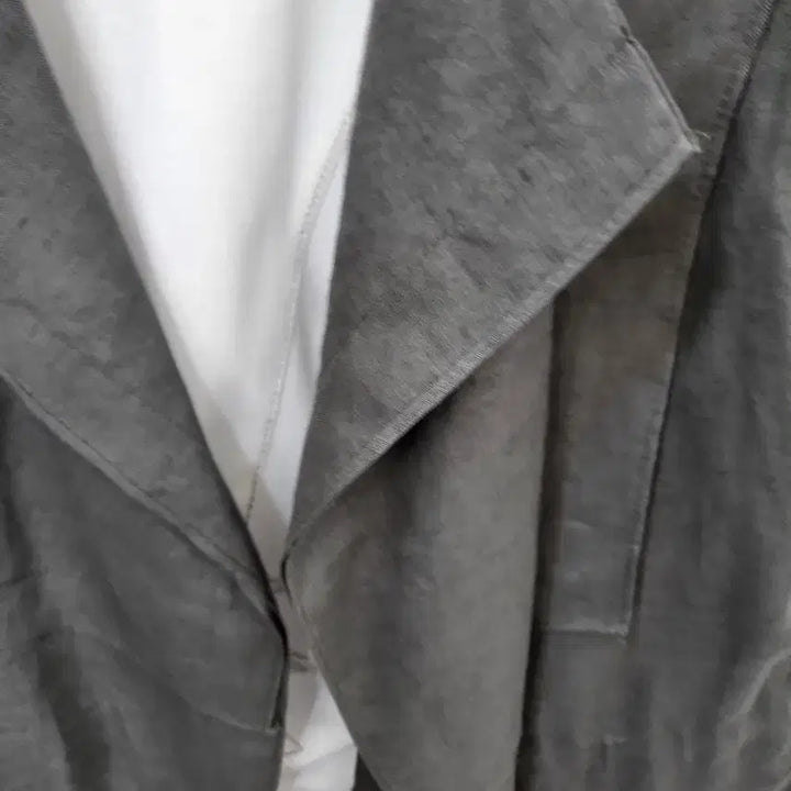 [BUNJANG] Gray Linen Short-Sleeve Long Vest / 회색 린넨 반팔 롱 조끼
