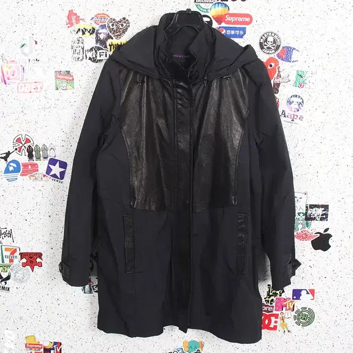 [BUNJANG] Olivia Lauren Colorblock Genuine Leather Zip-Up Jumper / 여성100/ 올리비아로렌 배색 양가죽 집업점퍼