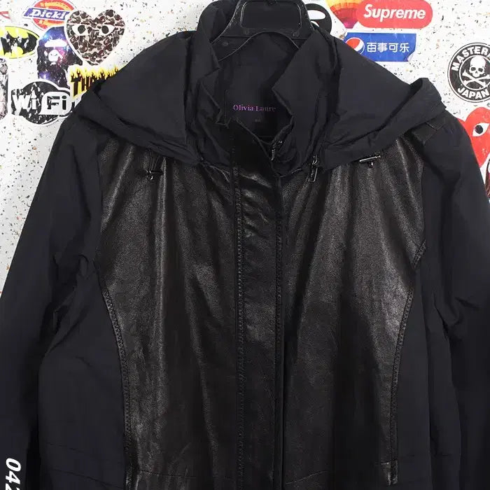 [BUNJANG] Olivia Lauren Colorblock Genuine Leather Zip-Up Jumper / 여성100/ 올리비아로렌 배색 양가죽 집업점퍼