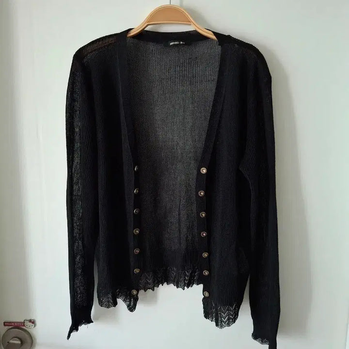 [BUNJANG] Misens Black Lace Detail Cardigan / 미센스가디건 55~66