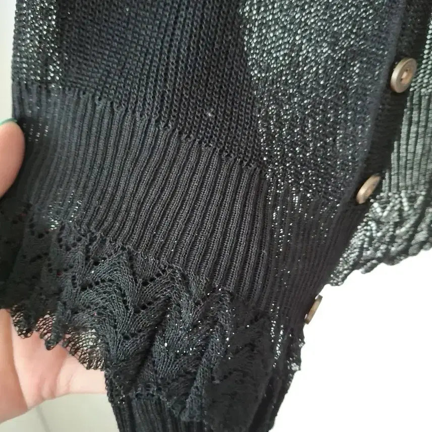 [BUNJANG] Misens Black Lace Detail Cardigan / 미센스가디건 55~66