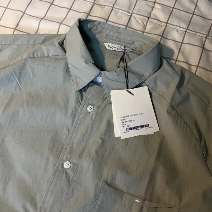 [BUNJANG] Non Blank Wrinkle Half-Sleeve Shirt Mint L / [새상품] Non Blank 링클 하프슬리브 셔츠 L 민트
