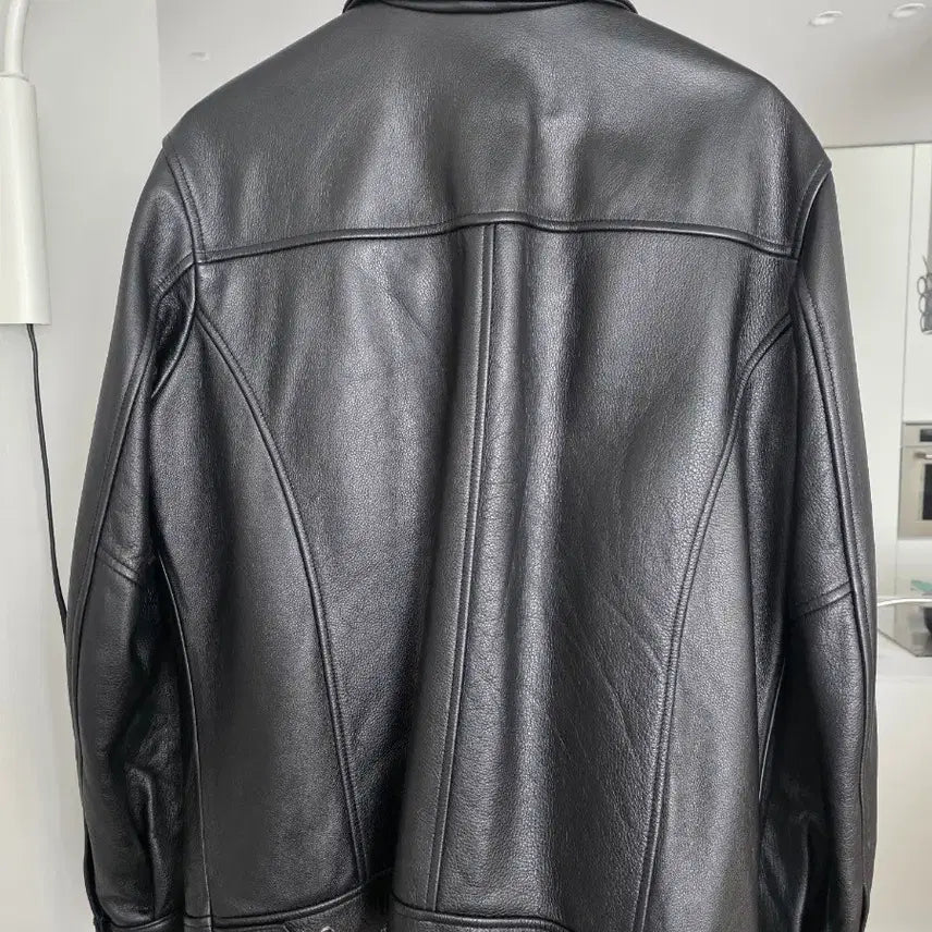 [BUNJANG] Dark Horse Black Leather Jacket / 다크호스 레더 블랙 가죽 자켓