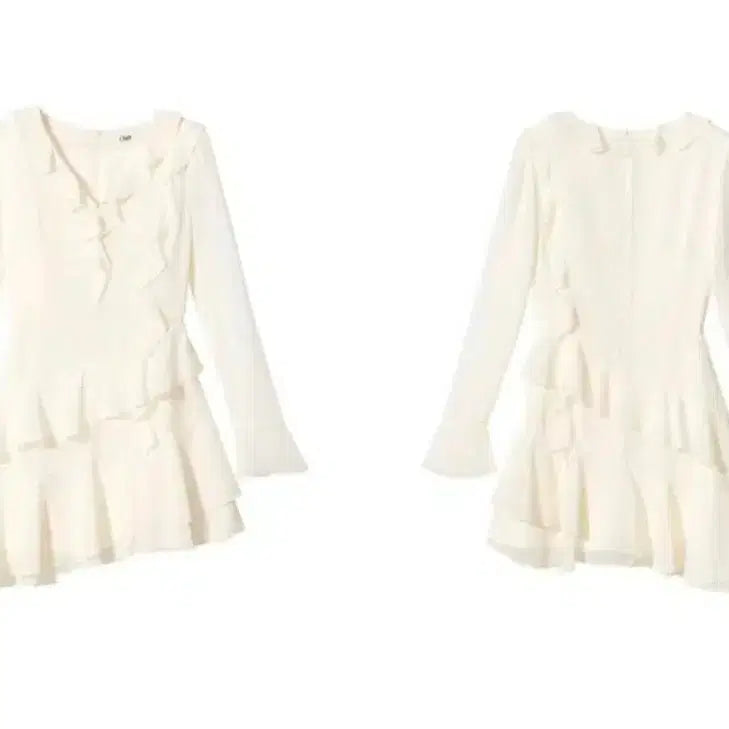 [BUNJANG] Oh L Asymmetric Ruffle Mini Dress Ivory / 오앨 ASYMMETRIC RUFFLE MINI DRESS_IVORY