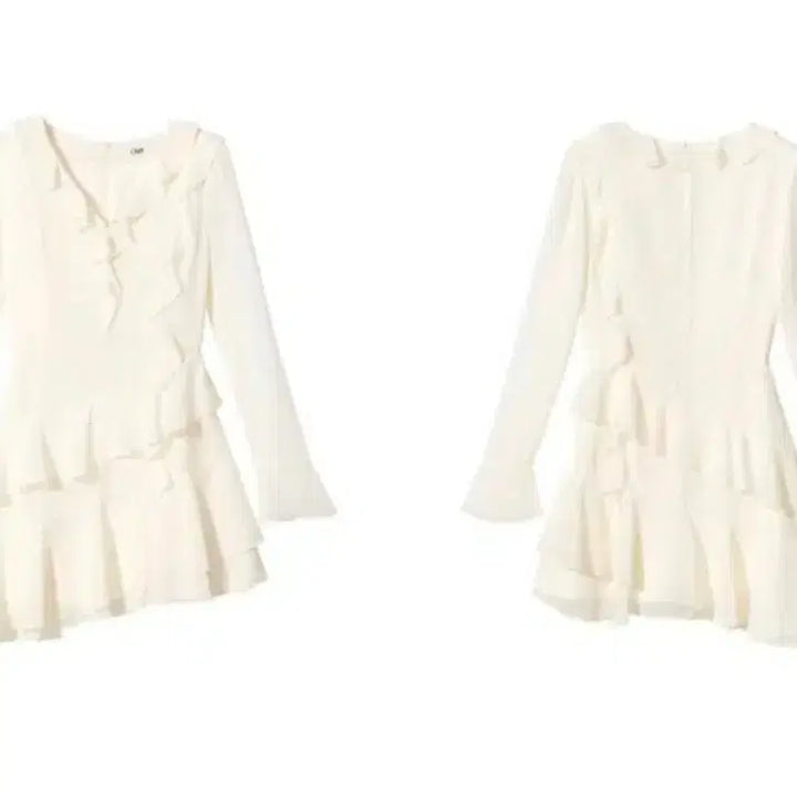 [BUNJANG] Oh L Asymmetric Ruffle Mini Dress Ivory / 오앨 ASYMMETRIC RUFFLE MINI DRESS_IVORY