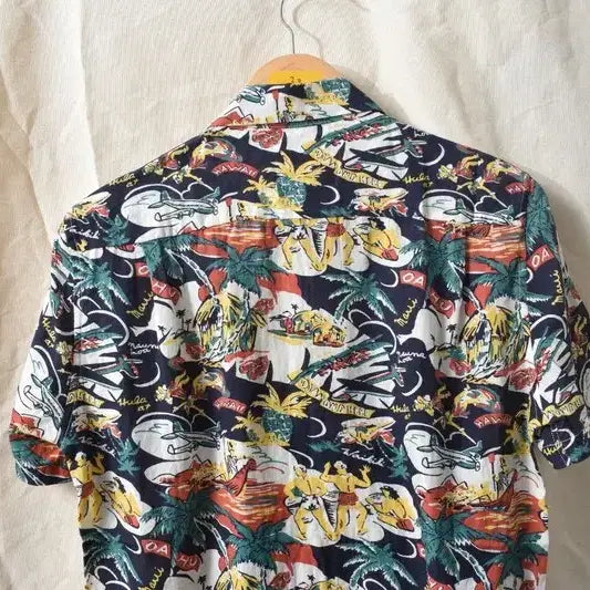 [BUNJANG] Sandro Paris Hawaiian Short-Sleeve Shirt Navy Lyocell / 산드로 하와이안 셔츠 S M0373
