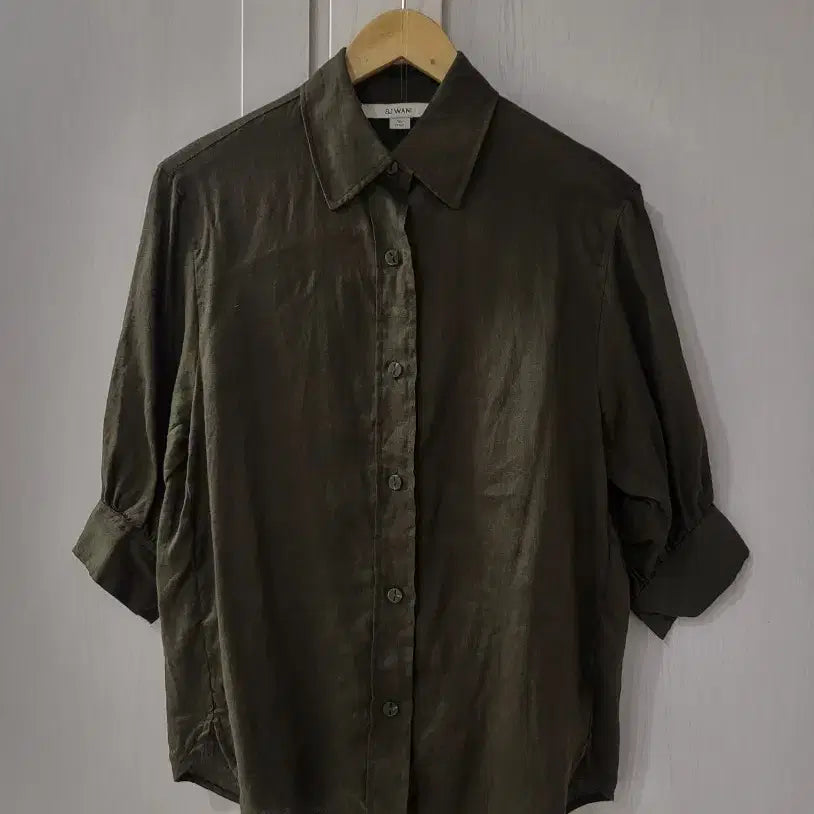 [BUNJANG] SJ WANI Linen 7-Sleeve Shirt Brown Khaki / SJ WANI 린넨 7부 셔츠 브라운카키색상