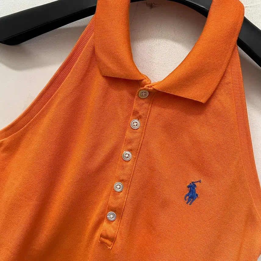 [BUNJANG] Polo Ralph Lauren Orange Halterneck Top (S) / 폴로 랄프로렌 오렌지 홀터넥 탑 나시 S
