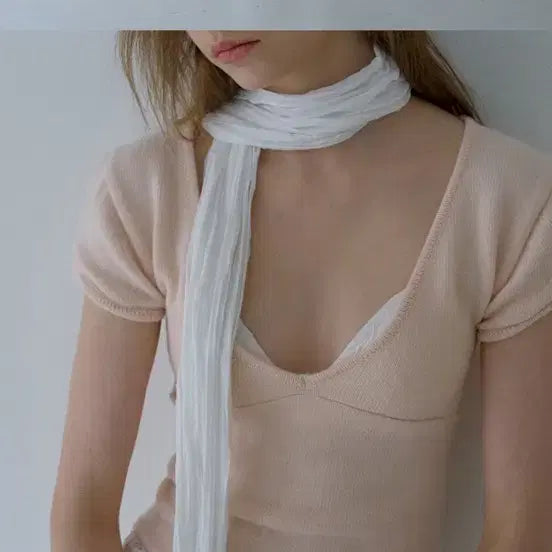 [BUNJANG] Le Bene Melody Pleated Muffler (White) / 르베인 Melody Pleated Muffler(White)