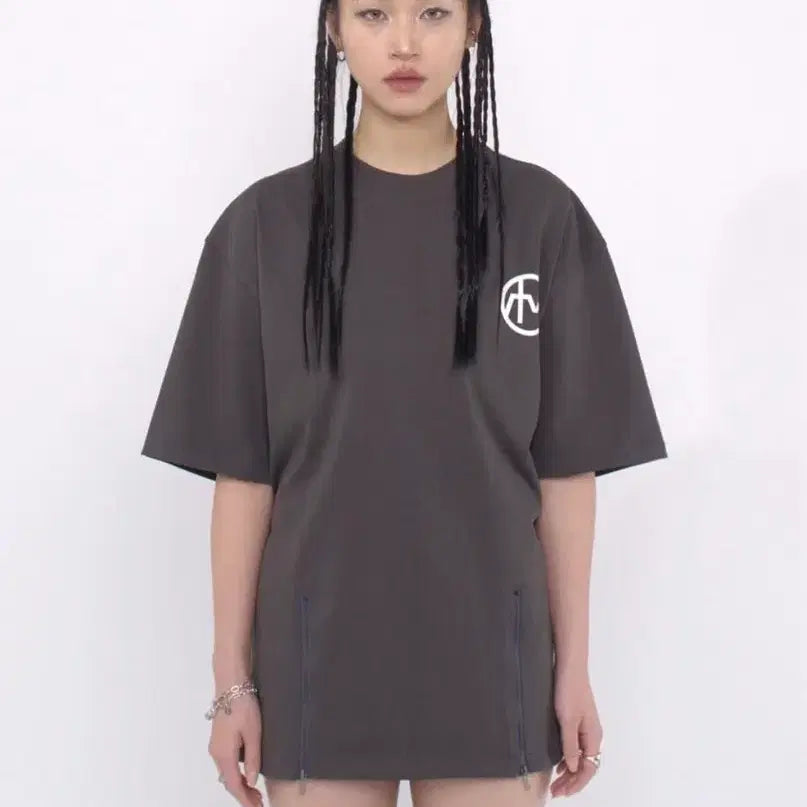 [BUNJANG] Offmin Sliket Snap Zipper Short Sleeve T-Shirt / 실켓 스냅 지퍼 반팔 티셔츠