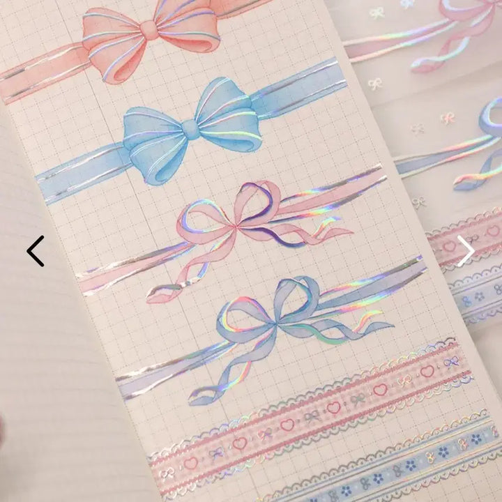 [BUNJANG] DduDdu Shop Hologram Ribbon Lace Washi Tape Bundle Set / 키스컷 띵) 뚜뚜상점 홀로그램 리본 레이스 4종 일괄 마테 다꾸 다이어리