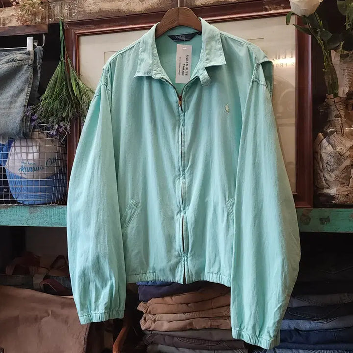 [BUNJANG] Polo Ralph Lauren 90s USA Made Summer Cotton Swingtop Jacket (Mint, L) / 90s 폴로 스윙톱 자켓 스포츠자켓 usa 메이드 썸머코튼 민트색 L